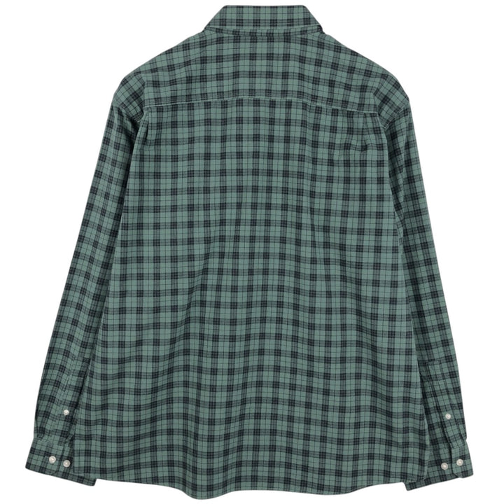 LLBean Traditional Fit Long-Sleeve Cotton Check Shirt, Men's Size XL (approx.) cotton Green type dark green Vintage Second Hand