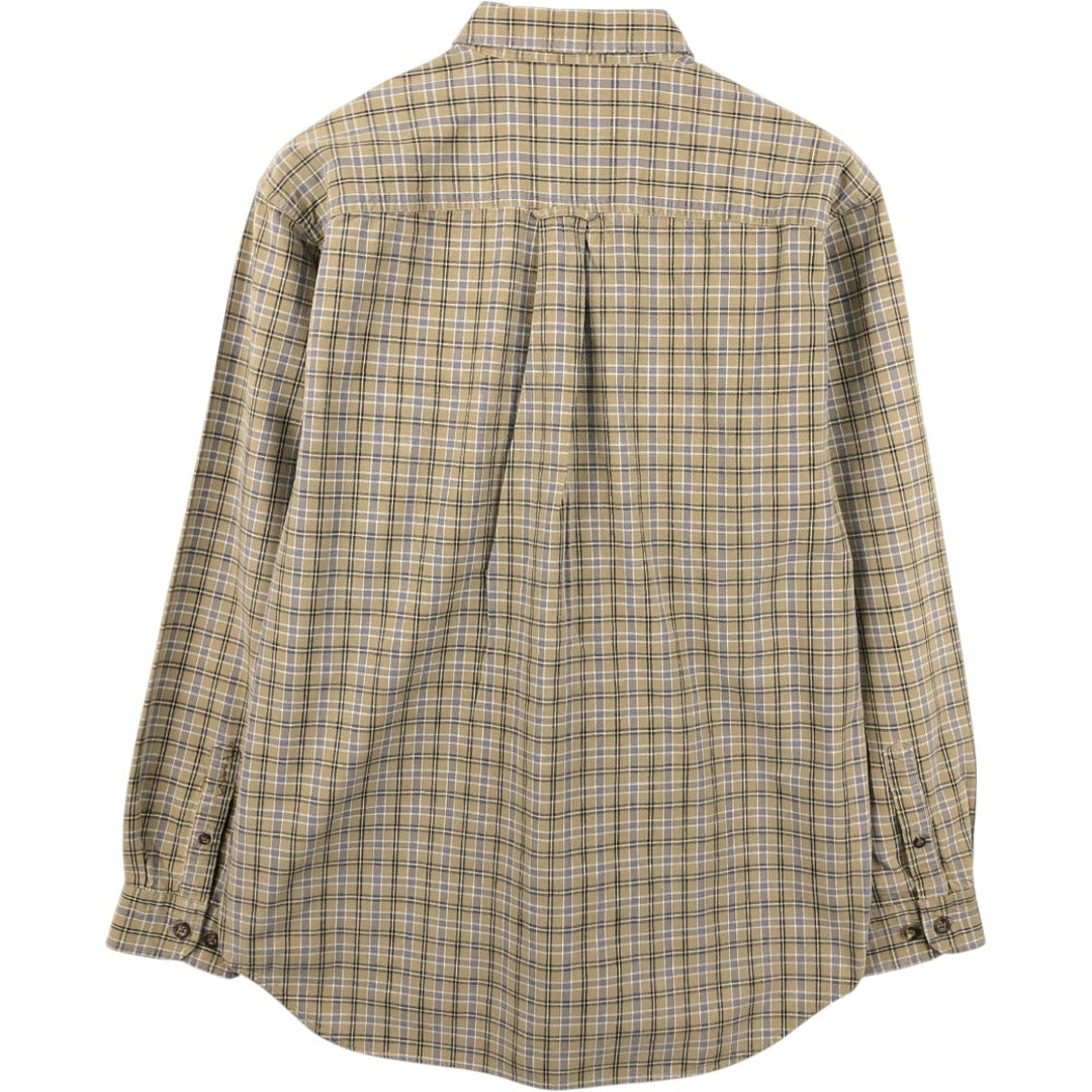 Eddie Bauer Long-Sleeve Cotton Check Shirt, Men's Size S (approx.) cotton beige type brown Vintage Second Hand