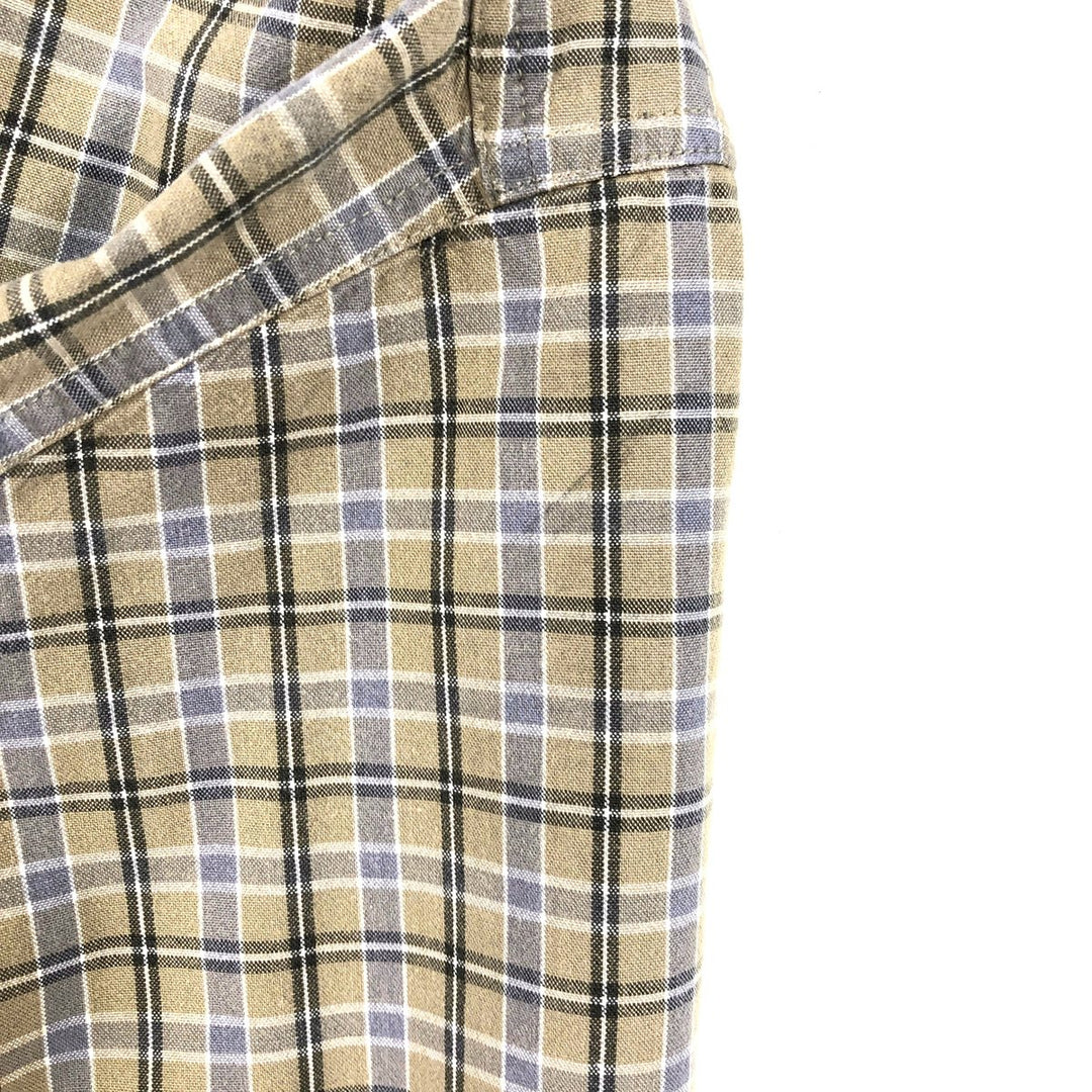 Eddie Bauer Long-Sleeve Cotton Check Shirt, Men's Size S (approx.) cotton beige type brown Vintage Second Hand