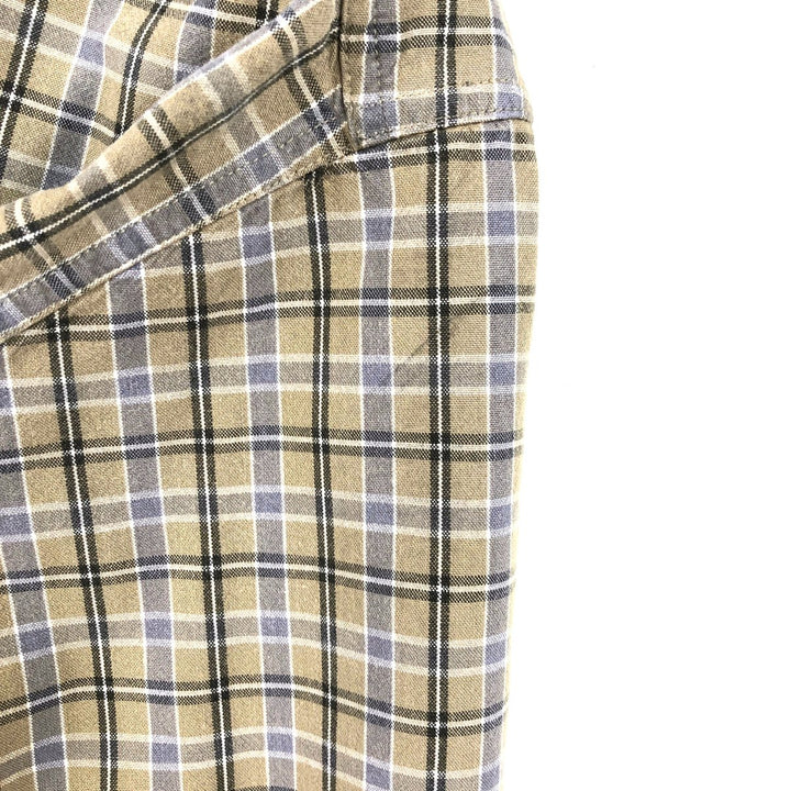 Eddie Bauer Long-Sleeve Cotton Check Shirt, Men's Size S (approx.) cotton beige type brown Vintage Second Hand