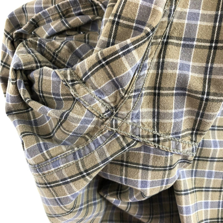 Eddie Bauer Long-Sleeve Cotton Check Shirt, Men's Size S (approx.) cotton beige type brown Vintage Second Hand