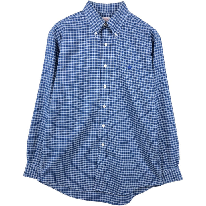 Brooks Brothers Est.1818 Long Sleeve Button-Down Check Shirt, Men's Size M Supima Cotton blue type Vintage Second Hand