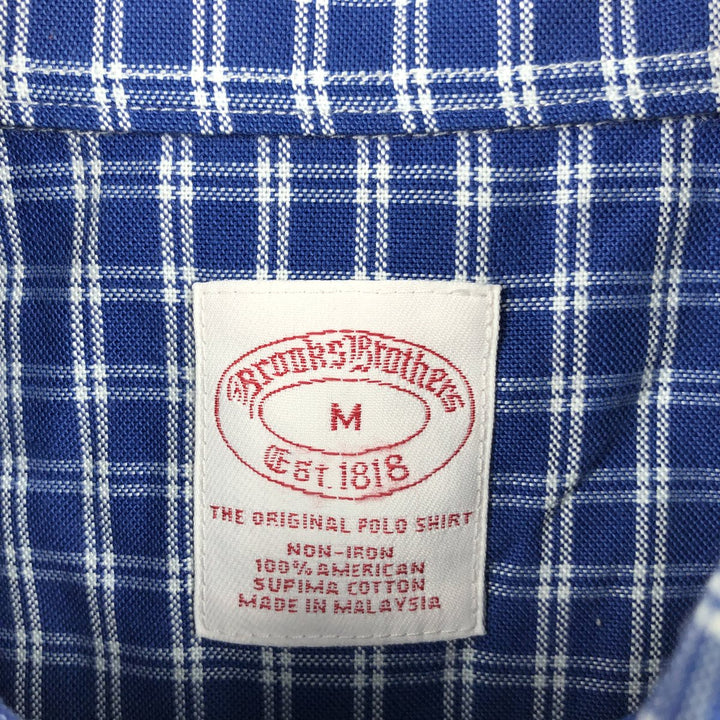 Brooks Brothers Est.1818 Long Sleeve Button-Down Check Shirt, Men's Size M Supima Cotton blue type Vintage Second Hand