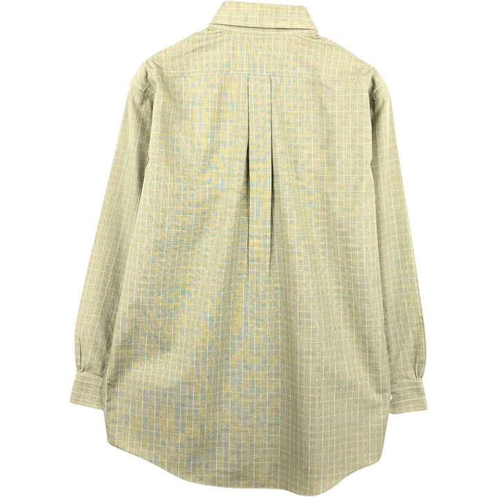 Brooks Brothers 346 Long Sleeve Button-Down Check Shirt, Men's Size Medium cotton Khaki type sage green Vintage Second Hand