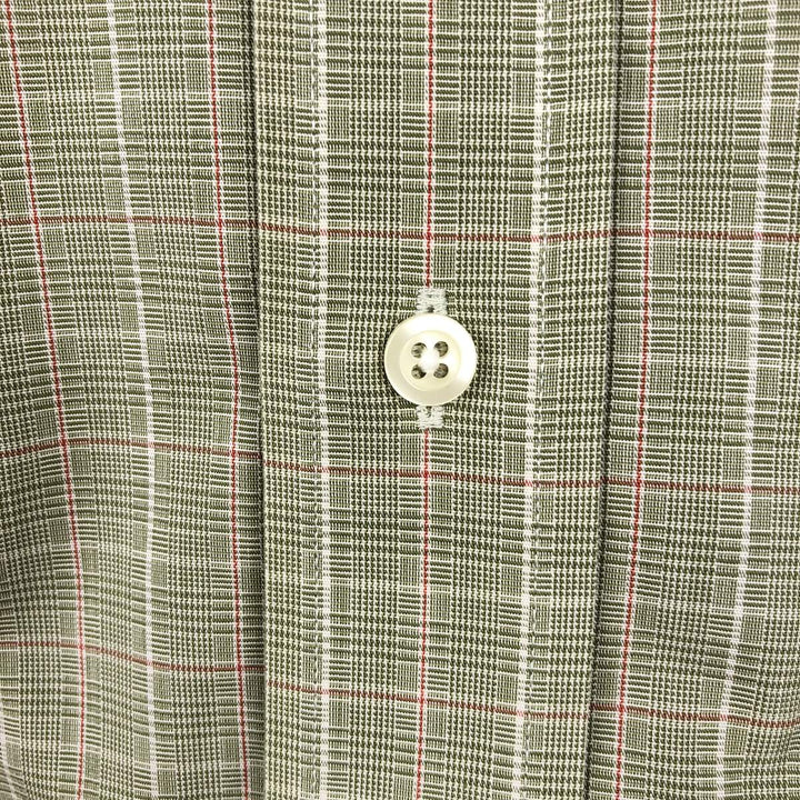 Brooks Brothers 346 Long Sleeve Button-Down Check Shirt, Men's Size Medium cotton Khaki type sage green Vintage Second Hand