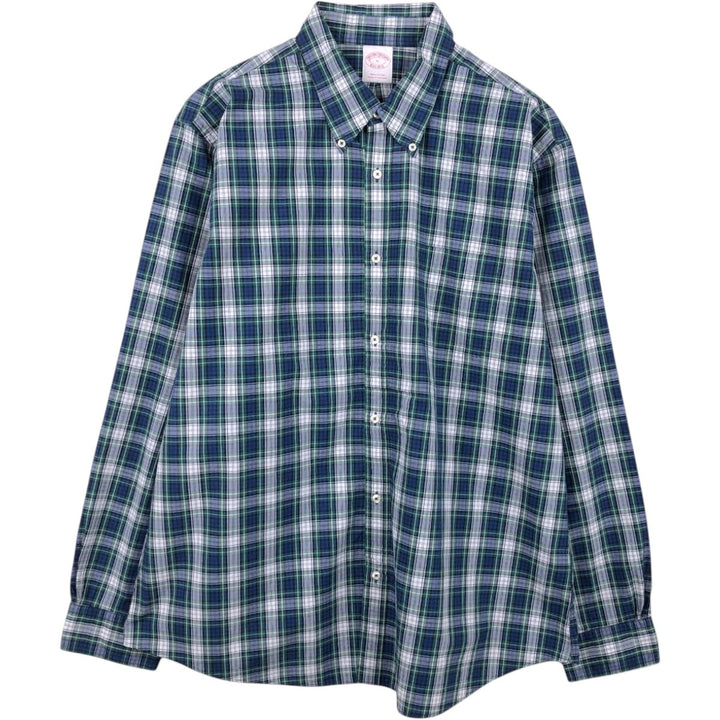Brooks Brothers Est.1818 Long Sleeve Button-Down Check Shirt, Men's XL cotton blue type Vintage Second Hand