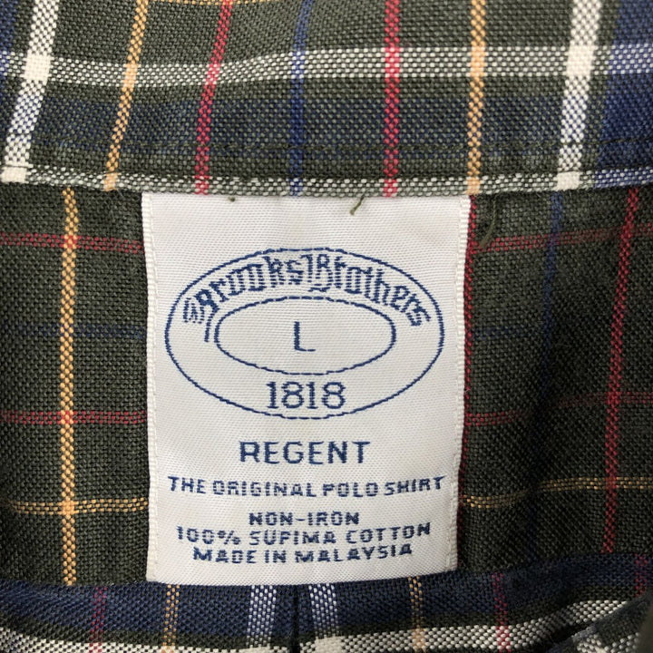 Brooks Brothers 1818 REGENT Long Sleeve Button-Down Check Shirt, Men's Size L Supima Cotton dark green Vintage Second Hand