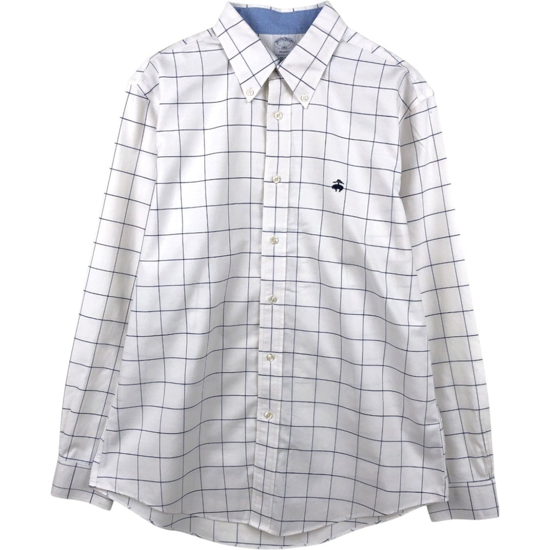 Brooks Brothers 1818 REGENT Long Sleeve Button-Down Check Shirt, Men's Size L Supima Cotton white type Vintage Second Hand