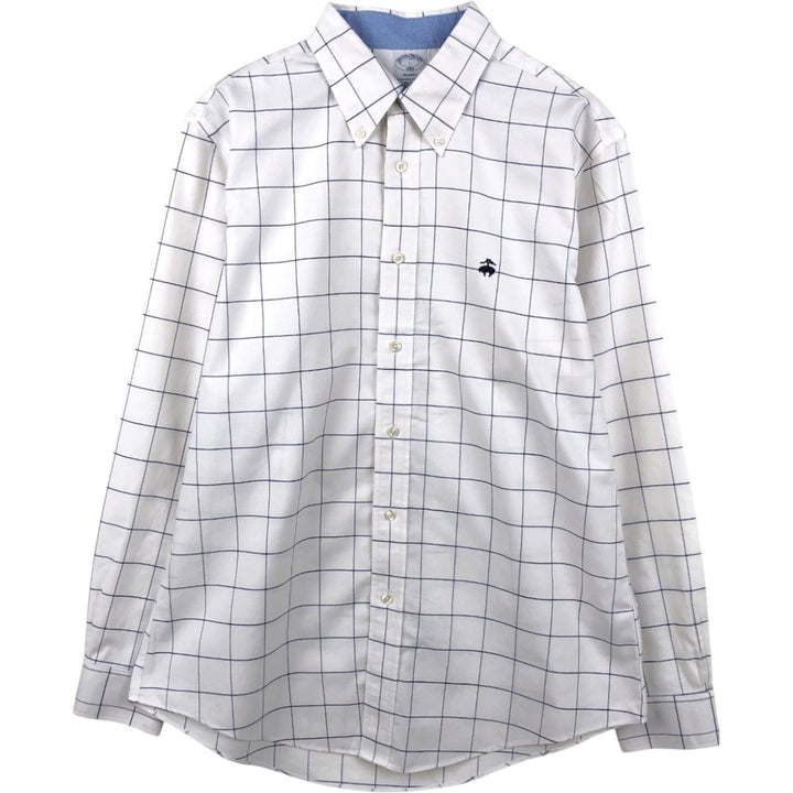 Brooks Brothers 1818 REGENT Long Sleeve Button-Down Check Shirt, Men's Size L Supima Cotton white type Vintage Second Hand