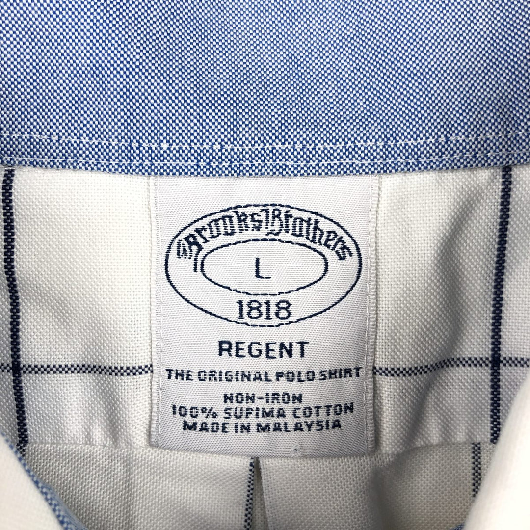 Brooks Brothers 1818 REGENT Long Sleeve Button-Down Check Shirt, Men's Size L Supima Cotton white type Vintage Second Hand