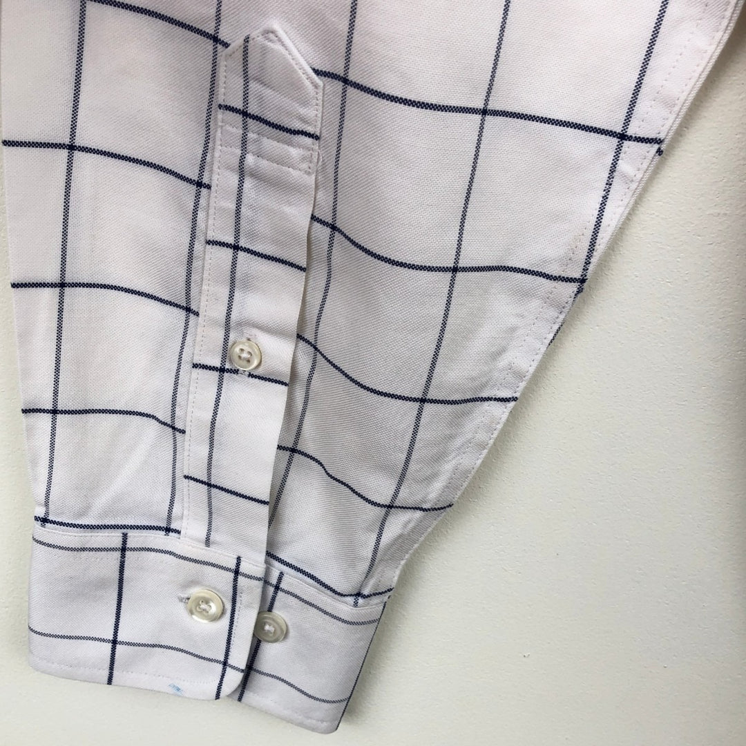 Brooks Brothers 1818 REGENT Long Sleeve Button-Down Check Shirt, Men's Size L Supima Cotton white type Vintage Second Hand