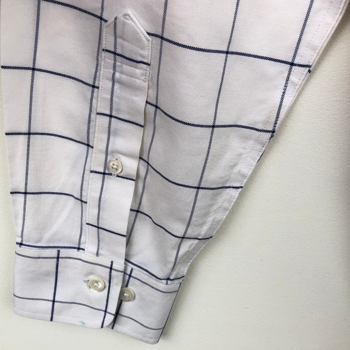 Brooks Brothers 1818 REGENT Long Sleeve Button-Down Check Shirt, Men's Size L Supima Cotton white type Vintage Second Hand