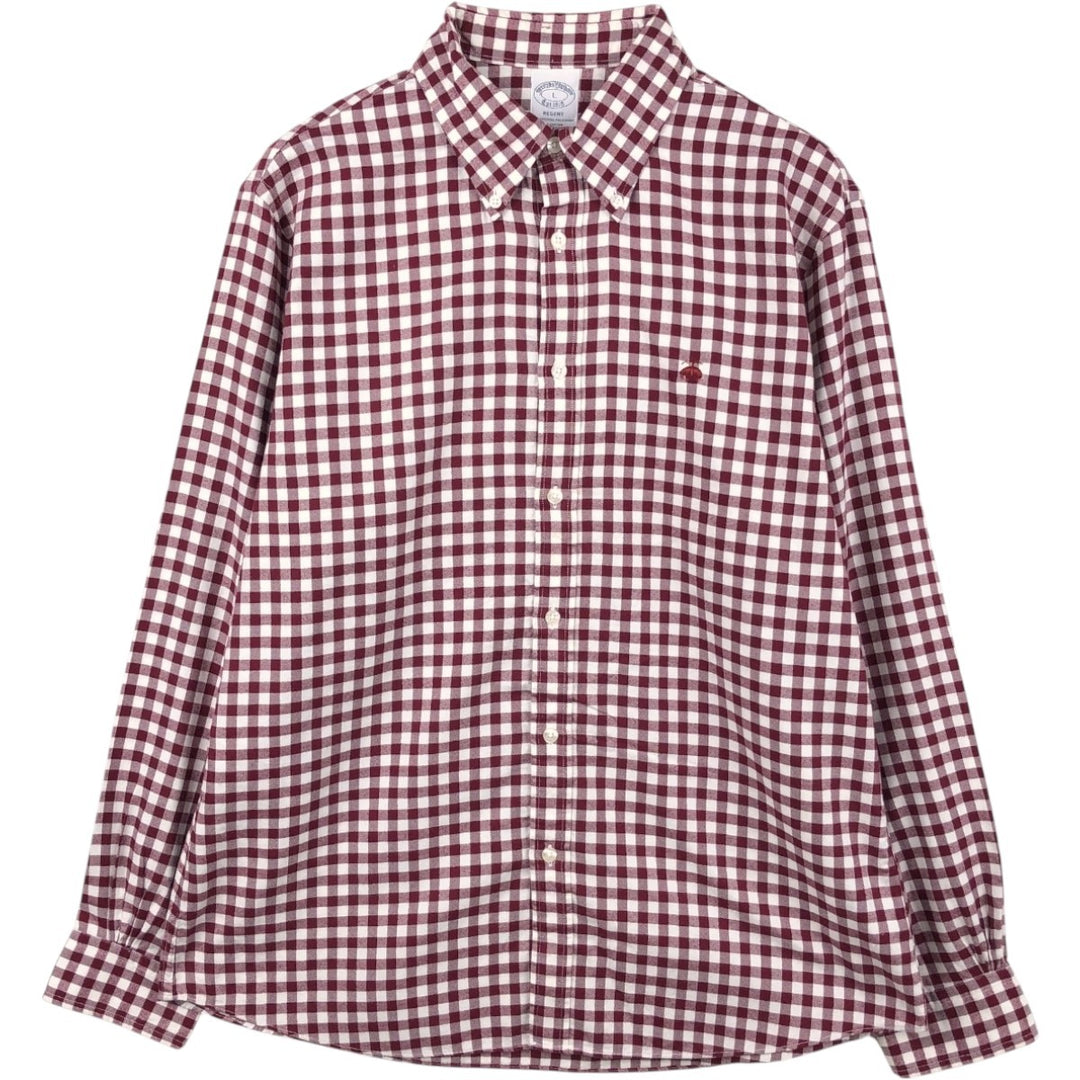 Brooks Brothers Est.1818 REGENT Gingham Check Long Sleeve Button-Down Check Shirt Men's Size L cotton red type Vintage Second Hand