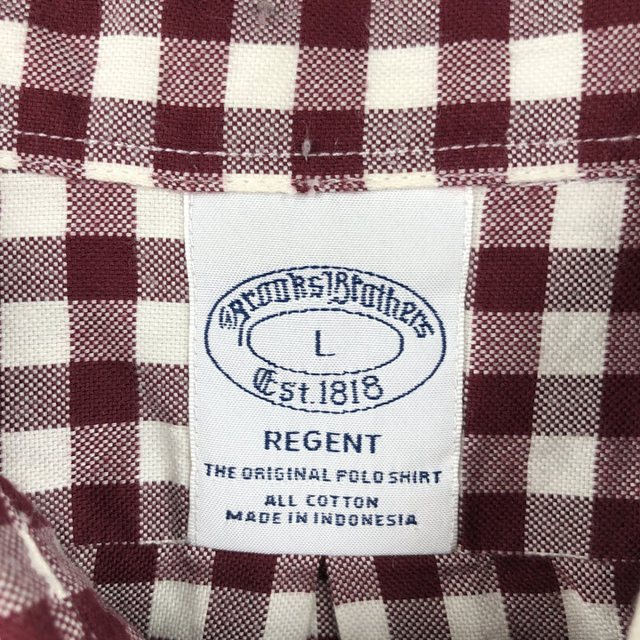 Brooks Brothers Est.1818 REGENT Gingham Check Long Sleeve Button-Down Check Shirt Men's Size L cotton red type Vintage Second Hand