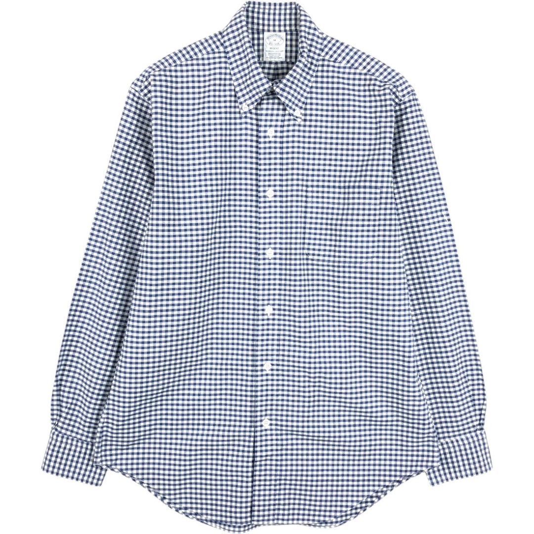 Brooks Brothers Est.1818 REGENT Gingham Check Long-Sleeve Button-Down Check Shirt, Made in USA, Men's Size M (approx.) Supima Cotton navy blue type Vintage Second Hand