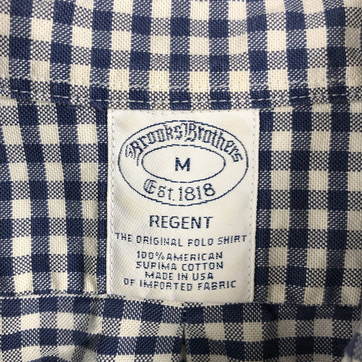 Brooks Brothers Est.1818 REGENT Gingham Check Long-Sleeve Button-Down Check Shirt, Made in USA, Men's Size M (approx.) Supima Cotton navy blue type Vintage Second Hand