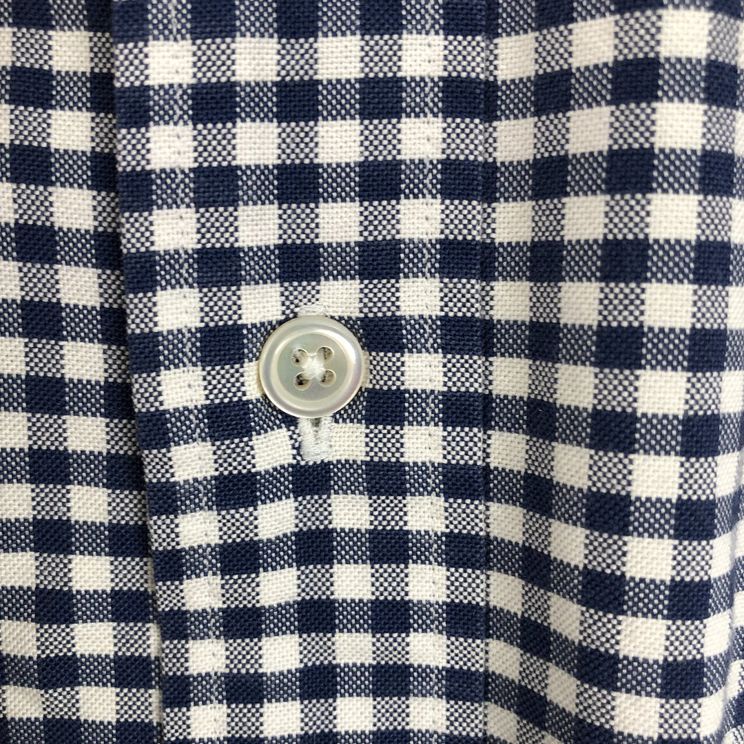 Brooks Brothers Est.1818 REGENT Gingham Check Long-Sleeve Button-Down Check Shirt, Made in USA, Men's Size M (approx.) Supima Cotton navy blue type Vintage Second Hand