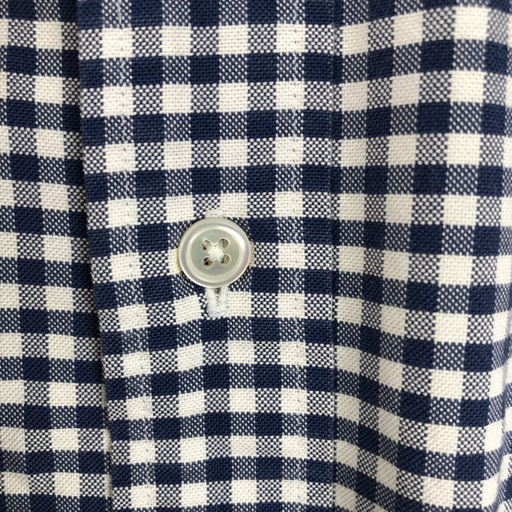 Brooks Brothers Est.1818 REGENT Gingham Check Long-Sleeve Button-Down Check Shirt, Made in USA, Men's Size M (approx.) Supima Cotton navy blue type Vintage Second Hand