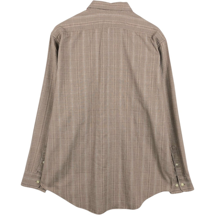 Banana Republic Long-Sleeve Cotton Check Shirt, Men's Size L (approx.) cotton beige type brown Vintage Second Hand