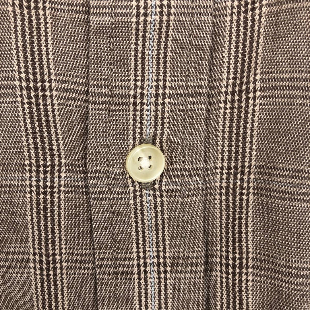 Banana Republic Long-Sleeve Cotton Check Shirt, Men's Size L (approx.) cotton beige type brown Vintage Second Hand