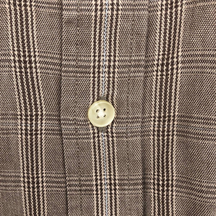 Banana Republic Long-Sleeve Cotton Check Shirt, Men's Size L (approx.) cotton beige type brown Vintage Second Hand