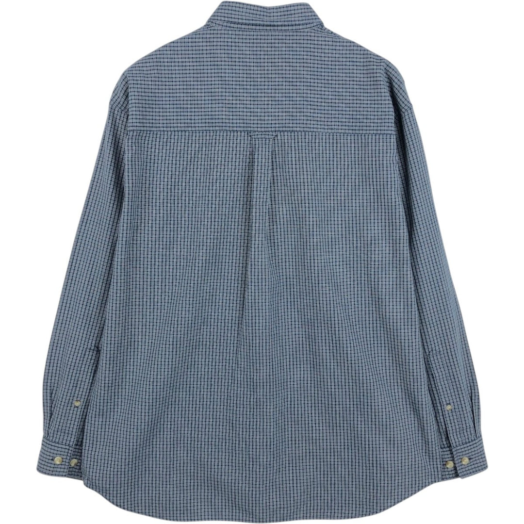 90s-00'S Columbia Authentic Issue Long-Sleeve Button-Down Check Shirt, Men's Size XL (Equivalent), Vintage cotton navy blue type Vintage Second Hand