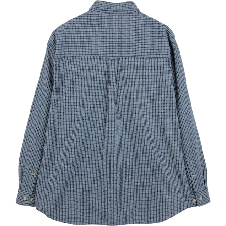 90s-00'S Columbia Authentic Issue Long-Sleeve Button-Down Check Shirt, Men's Size XL (Equivalent), Vintage cotton navy blue type Vintage Second Hand