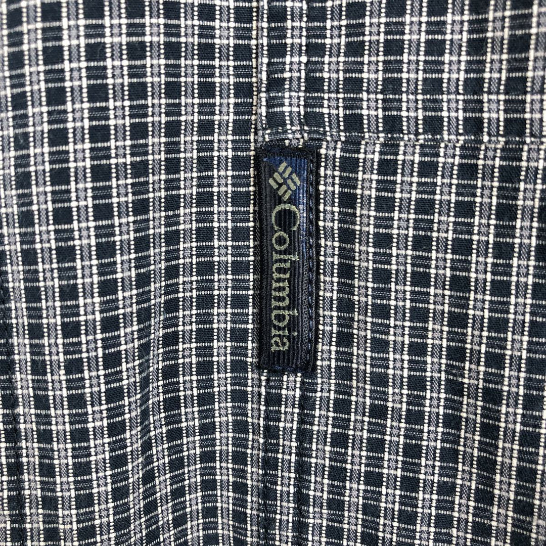 90s-00'S Columbia Authentic Issue Long-Sleeve Button-Down Check Shirt, Men's Size XL (Equivalent), Vintage cotton navy blue type Vintage Second Hand