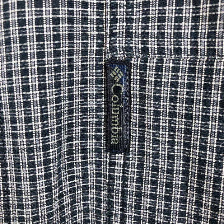 90s-00'S Columbia Authentic Issue Long-Sleeve Button-Down Check Shirt, Men's Size XL (Equivalent), Vintage cotton navy blue type Vintage Second Hand