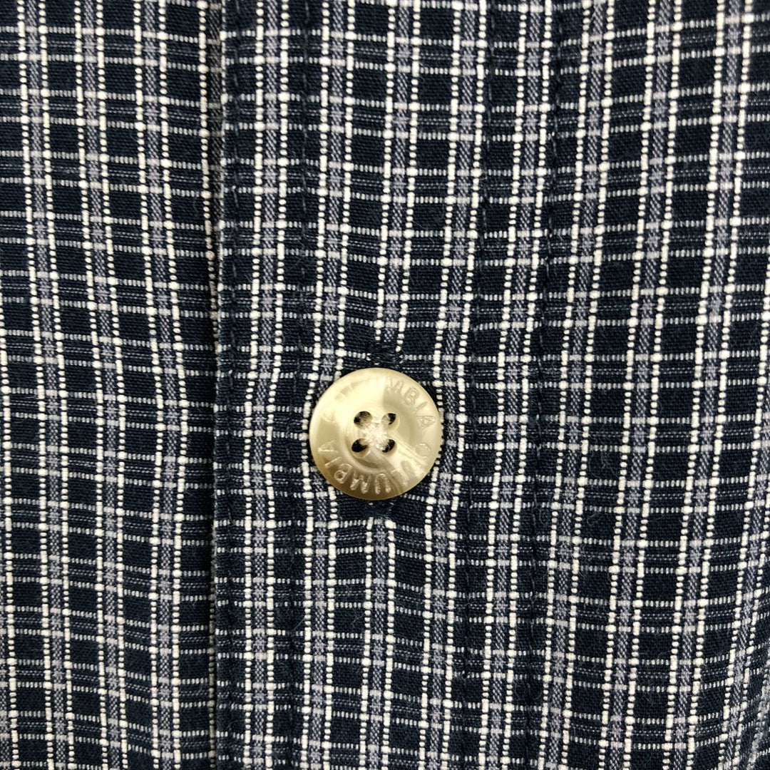 90s-00'S Columbia Authentic Issue Long-Sleeve Button-Down Check Shirt, Men's Size XL (Equivalent), Vintage cotton navy blue type Vintage Second Hand