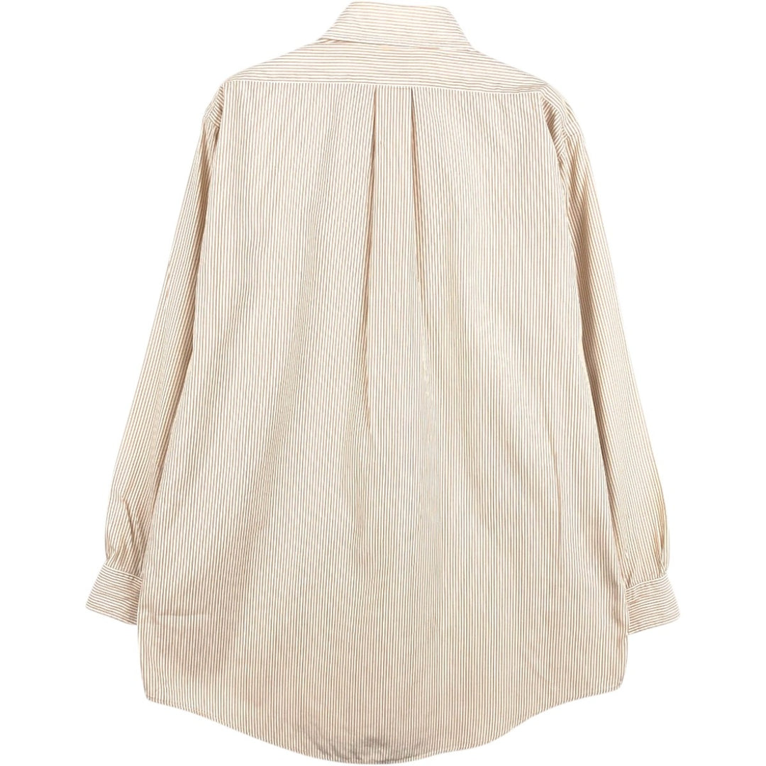 Brooks Brothers Est.1818 Long Sleeve Button-Down Striped Shirt, Men's M Size cotton beige type brown Vintage Second Hand