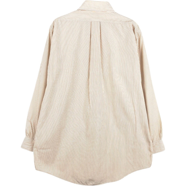 Brooks Brothers Est.1818 Long Sleeve Button-Down Striped Shirt, Men's M Size cotton beige type brown Vintage Second Hand