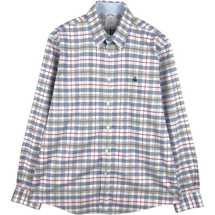 Brooks Brothers 1818 REGENT Long Sleeve Button-Down Check Shirt, Men's Size L cotton blue type Vintage Second Hand