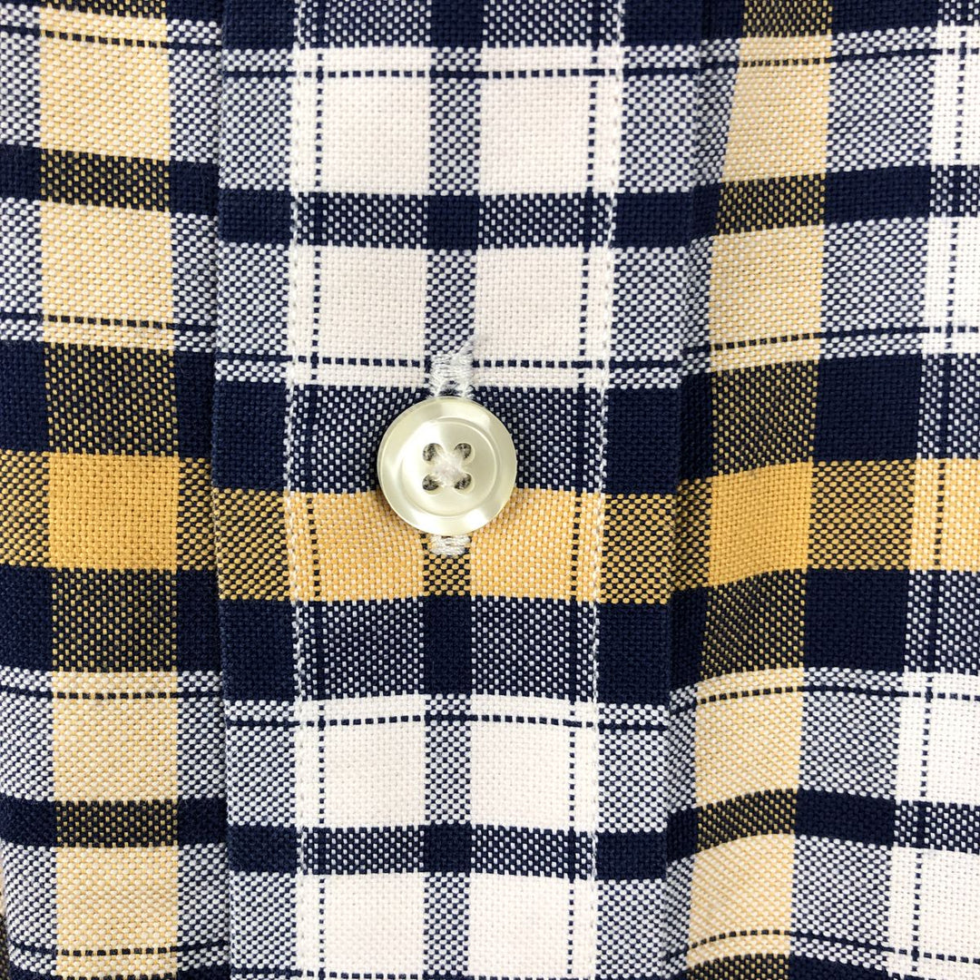 Brooks Brothers 1818 REGENT Long Sleeve Button-Down Check Shirt, Men's Size L Supima Cotton navy blue type Vintage Second Hand