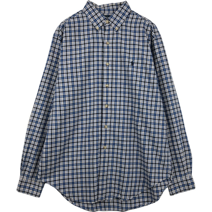 Ralph Lauren Classic Fit Long Sleeve Button Down Check Shirt, Men's Size L cotton blue type Vintage Second Hand