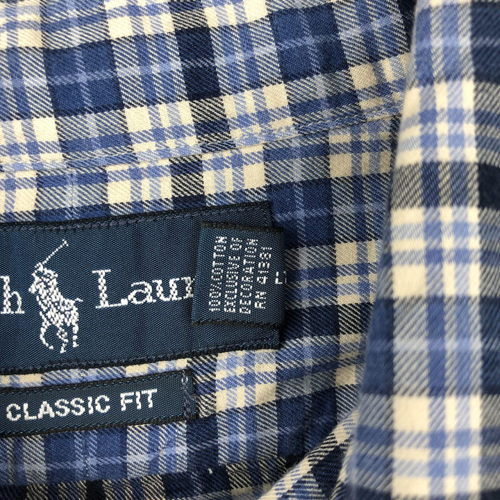 Ralph Lauren Classic Fit Long Sleeve Button Down Check Shirt, Men's Size L cotton blue type Vintage Second Hand