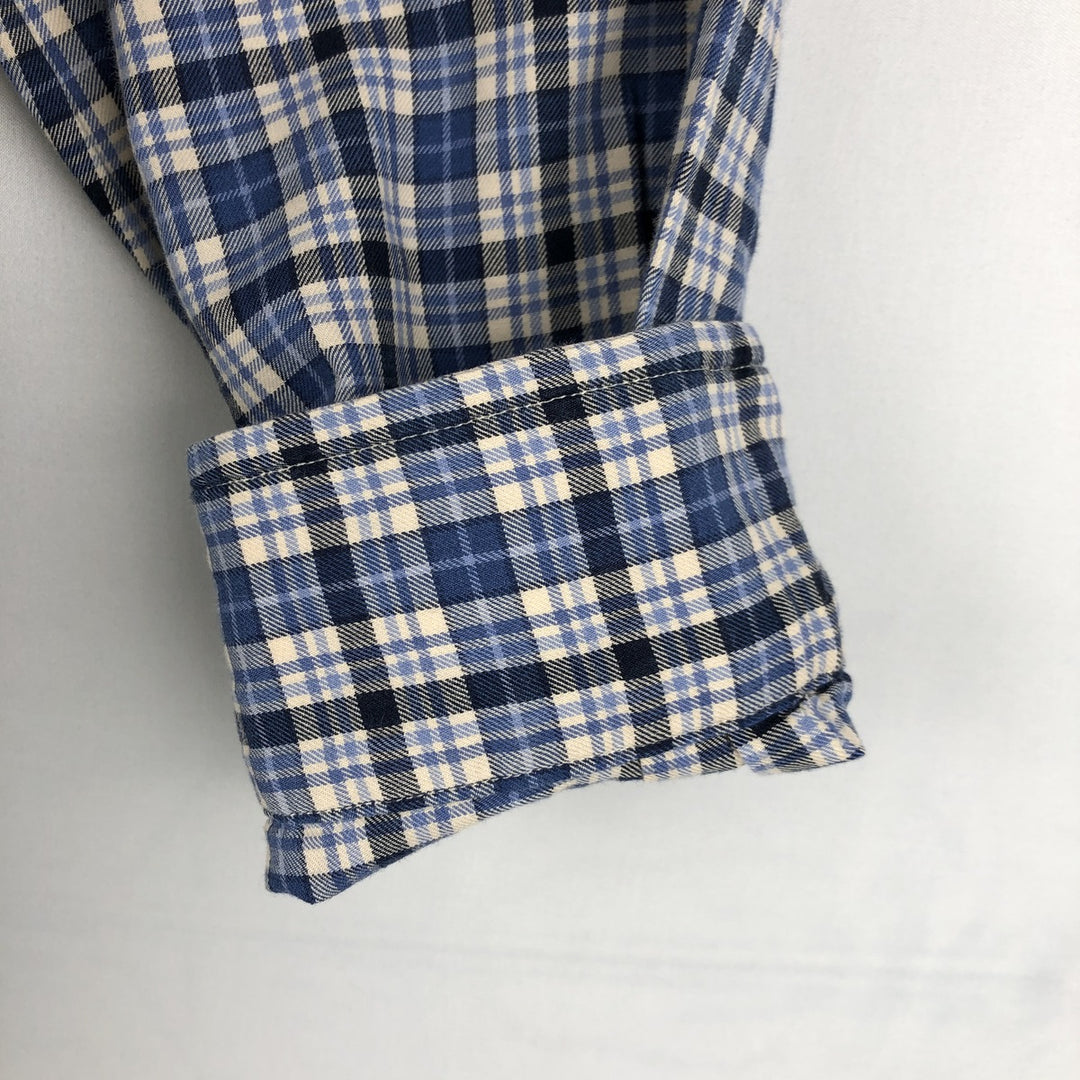 Ralph Lauren Classic Fit Long Sleeve Button Down Check Shirt, Men's Size L cotton blue type Vintage Second Hand