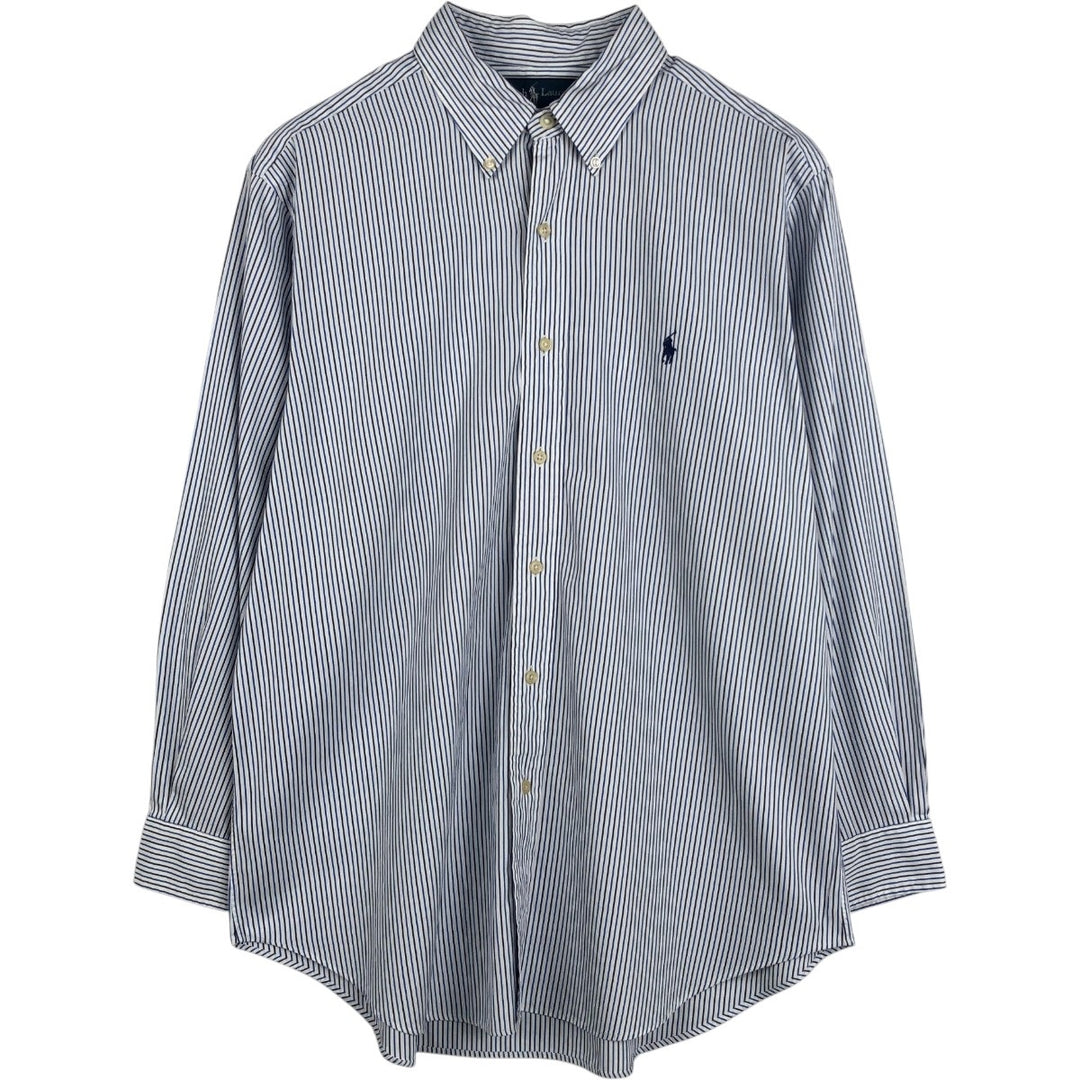 Ralph Lauren Classic Fit Long Sleeve Button Down Striped Shirt, Men's Size L cotton blue type Vintage Second Hand
