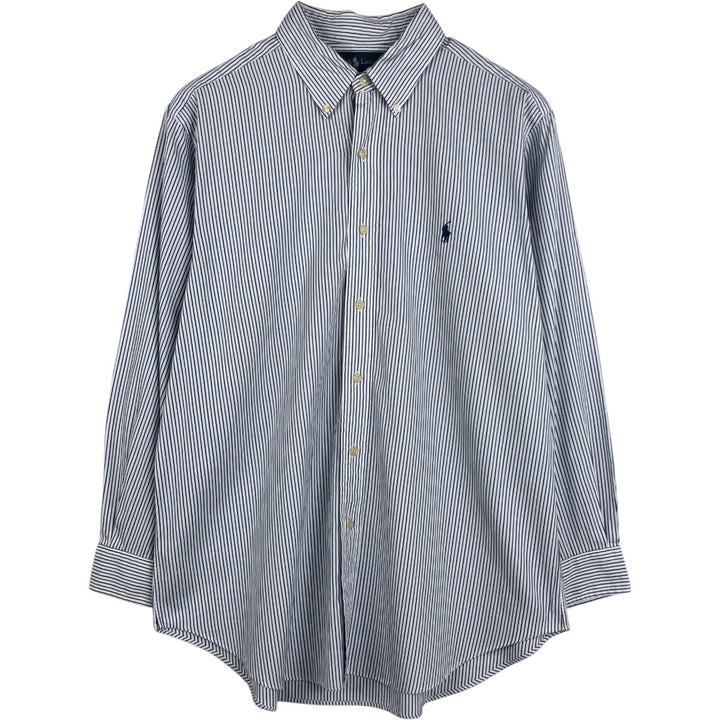 Ralph Lauren Classic Fit Long Sleeve Button Down Striped Shirt, Men's Size L cotton blue type Vintage Second Hand