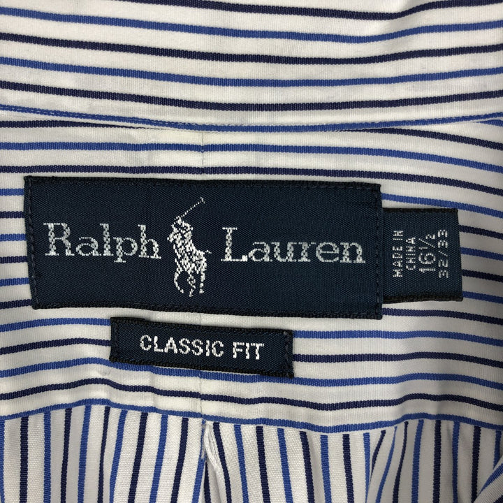 Ralph Lauren Classic Fit Long Sleeve Button Down Striped Shirt, Men's Size L cotton blue type Vintage Second Hand