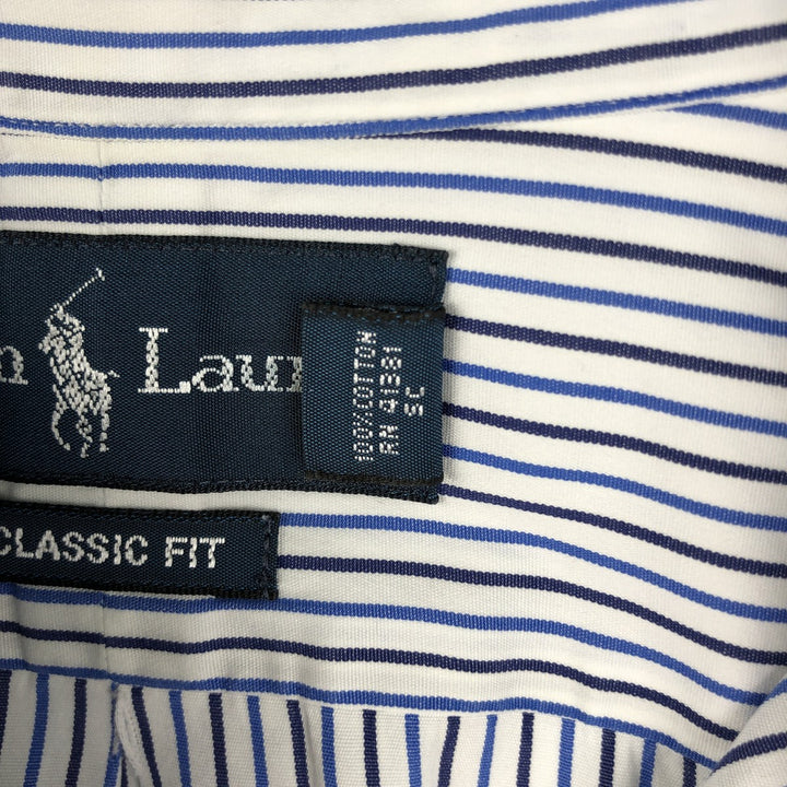 Ralph Lauren Classic Fit Long Sleeve Button Down Striped Shirt, Men's Size L cotton blue type Vintage Second Hand