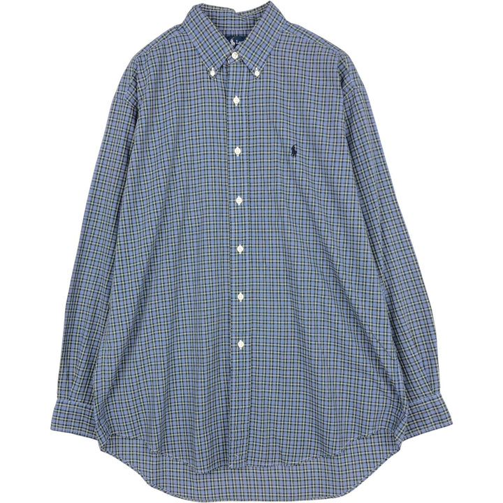 Ralph Lauren BLAKE long sleeve button down check shirt, men's size M cotton blue type Vintage Second Hand