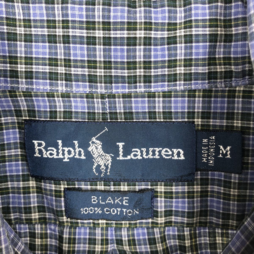 Ralph Lauren BLAKE long sleeve button down check shirt, men's size M cotton blue type Vintage Second Hand
