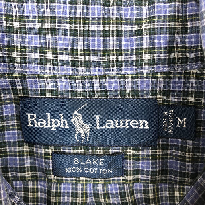 Ralph Lauren BLAKE long sleeve button down check shirt, men's size M cotton blue type Vintage Second Hand