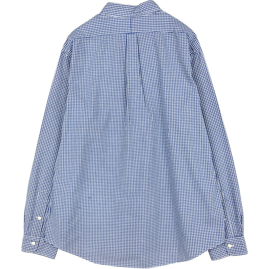 Ralph Lauren CUSTOM FIT Gingham Check Long Sleeve Button Down Check Shirt Men's XL cotton blue type Vintage Second Hand