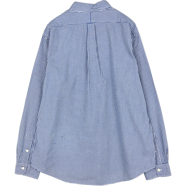 Ralph Lauren CUSTOM FIT Gingham Check Long Sleeve Button Down Check Shirt Men's XL cotton blue type Vintage Second Hand