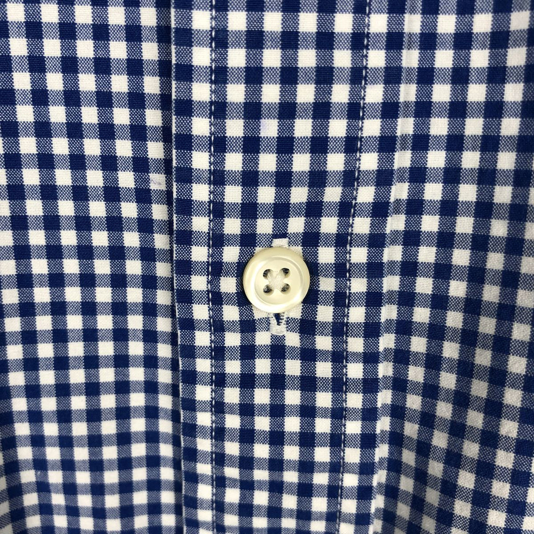 Ralph Lauren CUSTOM FIT Gingham Check Long Sleeve Button Down Check Shirt Men's XL cotton blue type Vintage Second Hand