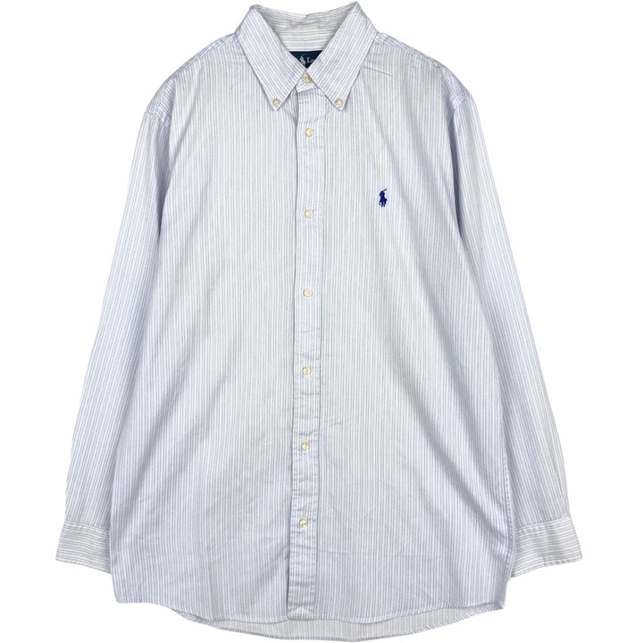 Ralph Lauren POLO by Ralph Lauren BLAKE Long-Sleeve Button-Down Striped Shirt, Men's Size M (approx.) cotton white type Vintage Second Hand