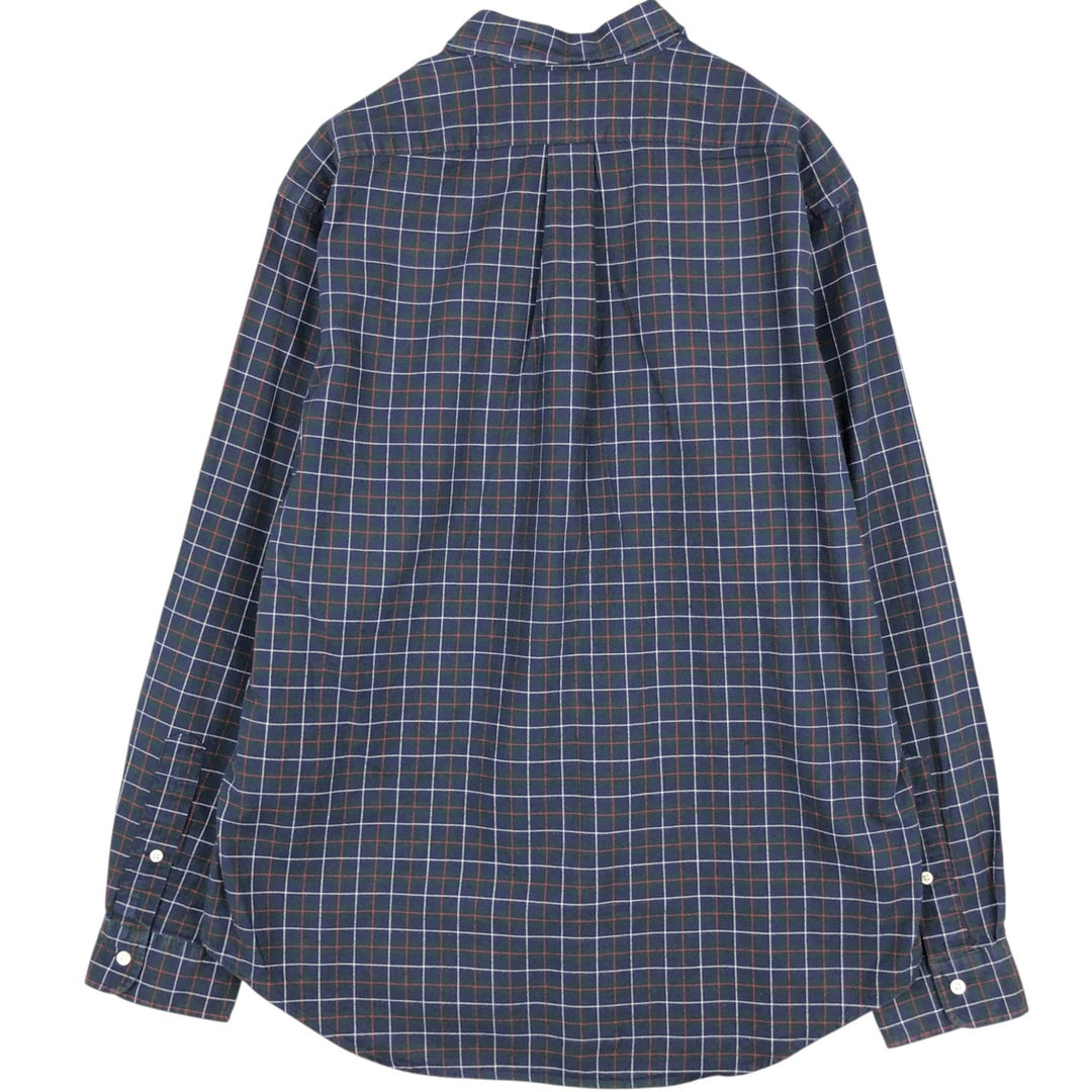 Ralph Lauren Classic Fit Long Sleeve Button Down Check Shirt, Men's Size L cotton navy blue type Vintage Second Hand