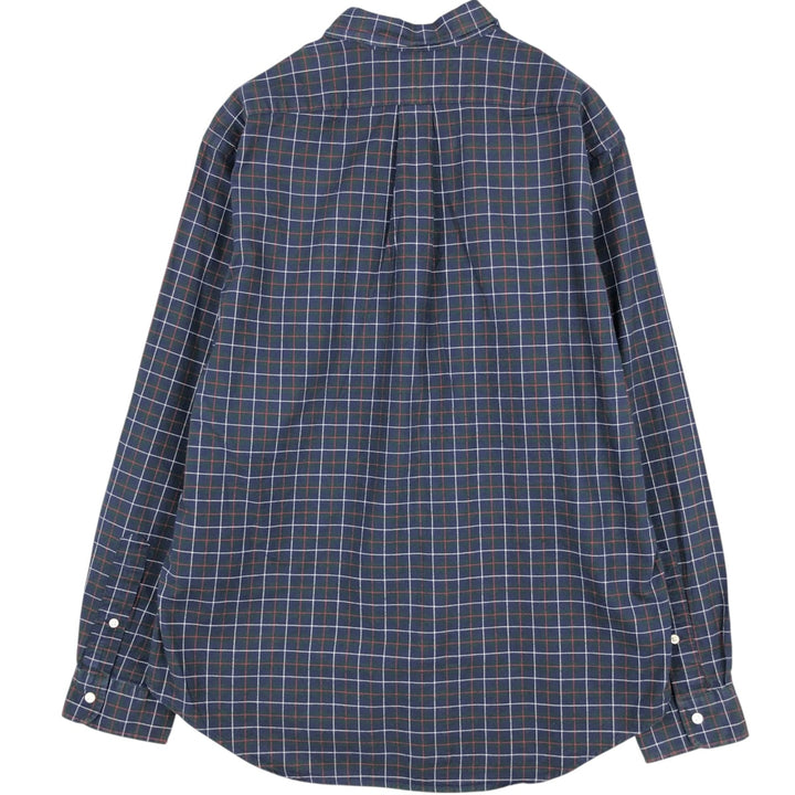 Ralph Lauren Classic Fit Long Sleeve Button Down Check Shirt, Men's Size L cotton navy blue type Vintage Second Hand